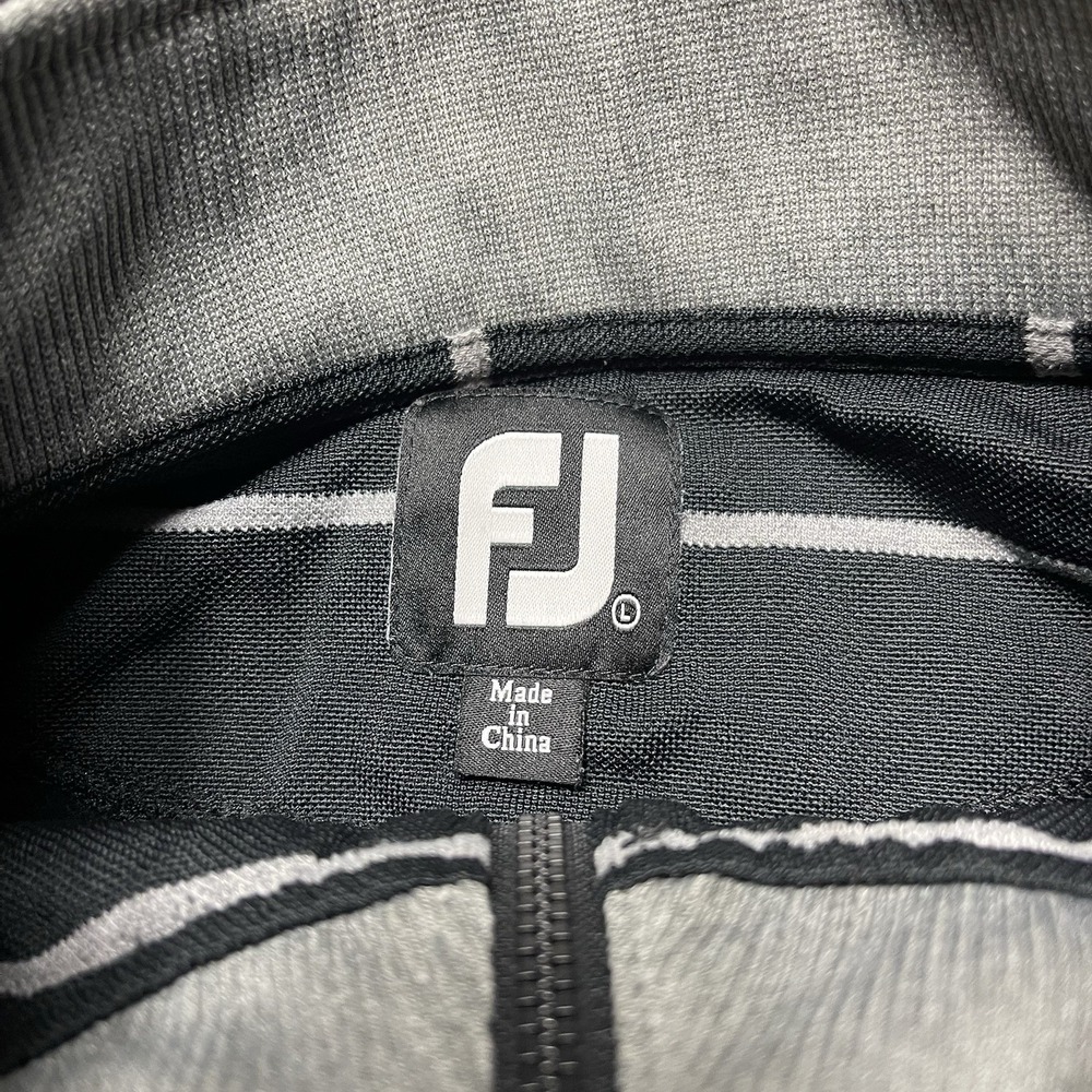 FootJoy Men's Large Quarter Zip Pullover Jacket Gray White Striped‎ Golf FJ - Picture 3 of 6